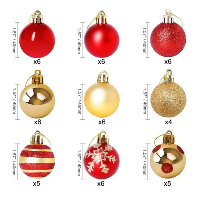 50-Pack Festive Christmas Ornaments