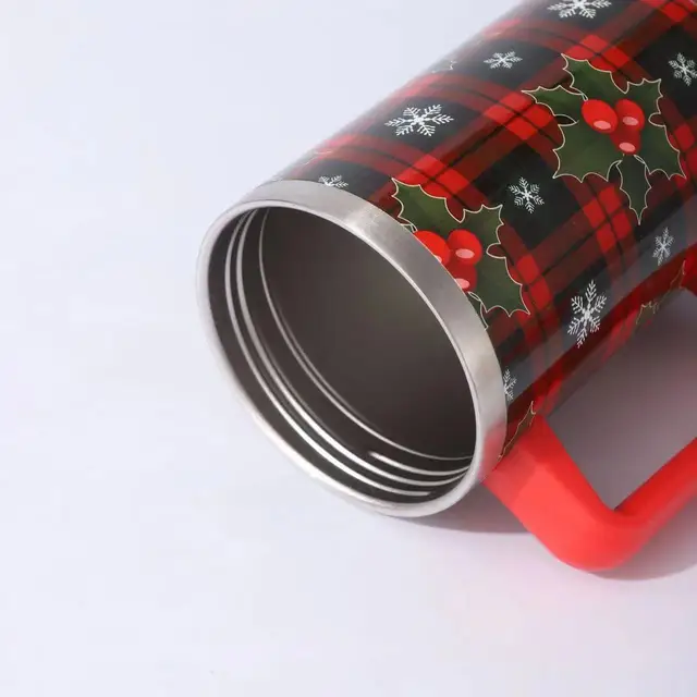 40oz Christmas-Themed Insulated Stainless Steel Tumbler with Straw