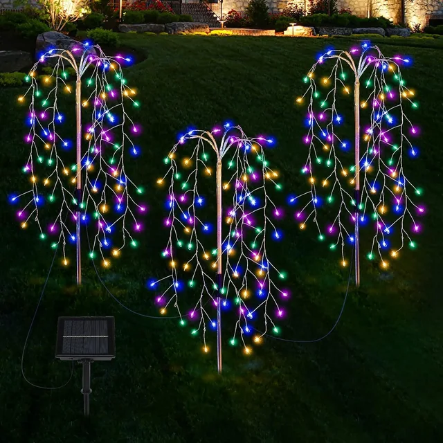 Solar-Powered Firecracker Lights - 8 Modes, Durable LED Lawn Light for Patio ,200 LED