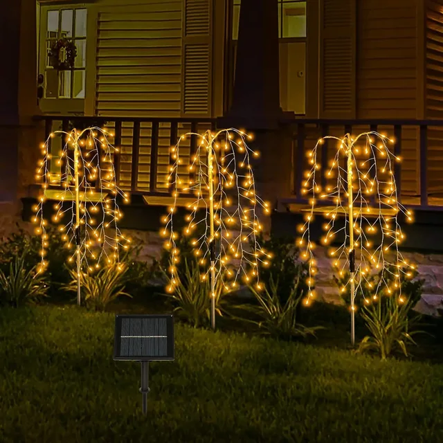 Solar-Powered Firecracker Lights - 8 Modes, Durable LED Lawn Light for Patio ,200 LED