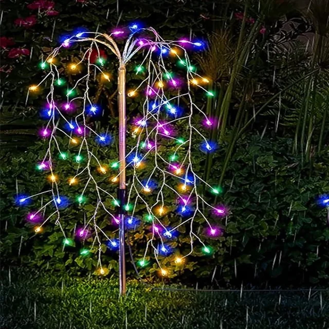 Solar-Powered Firecracker Lights - 8 Modes, Durable LED Lawn Light for Patio ,200 LED