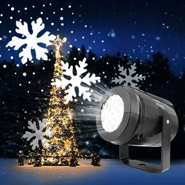 Snowflake Christmas Projector with Rotating LED Patterns - US Plug