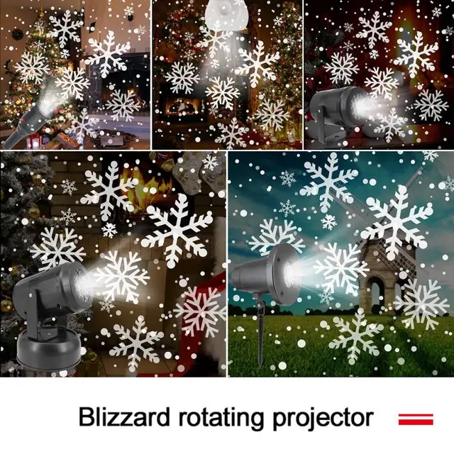 Snowflake Christmas Projector with Rotating LED Patterns - US Plug