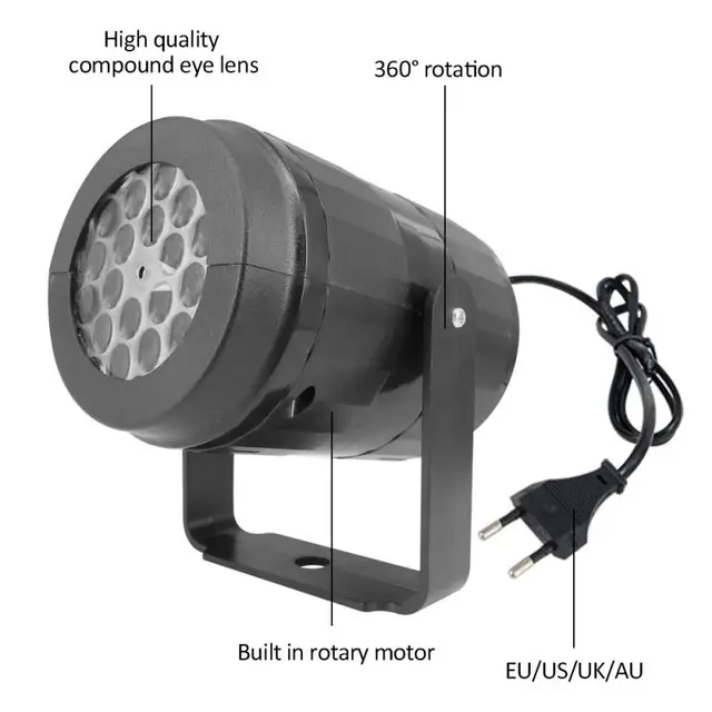 Snowflake Christmas Projector with Rotating LED Patterns - US Plug